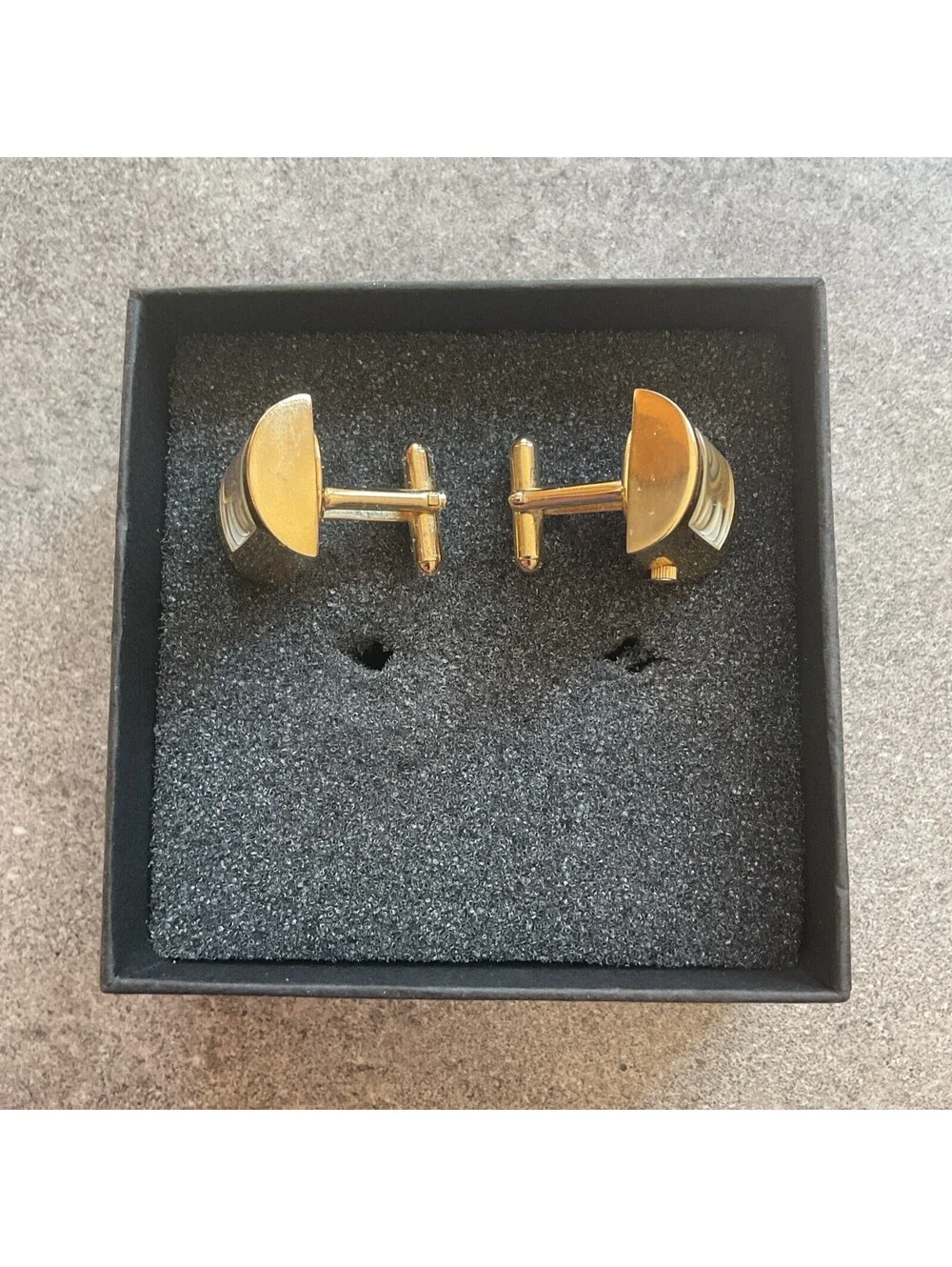 Cool Vintage Cufflink Watches 19mm X 22mm Gold Tone With MOP Dial S2